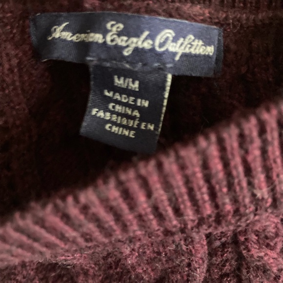 American Eagle Burgundy Cable Knit Sweater - Picture 2 of 3